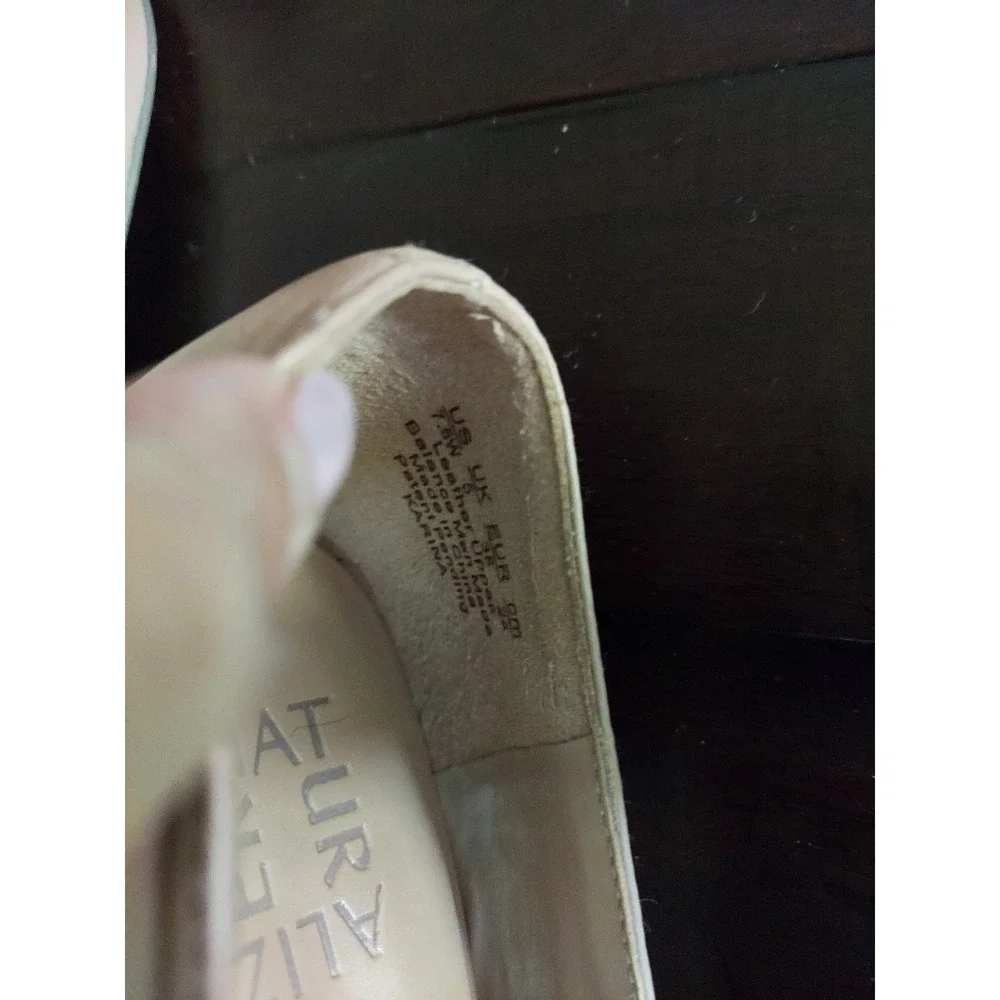 Naturalizer‎ Karina Beige Leather Square Toe Block Heel Pumps Womens 7.5W